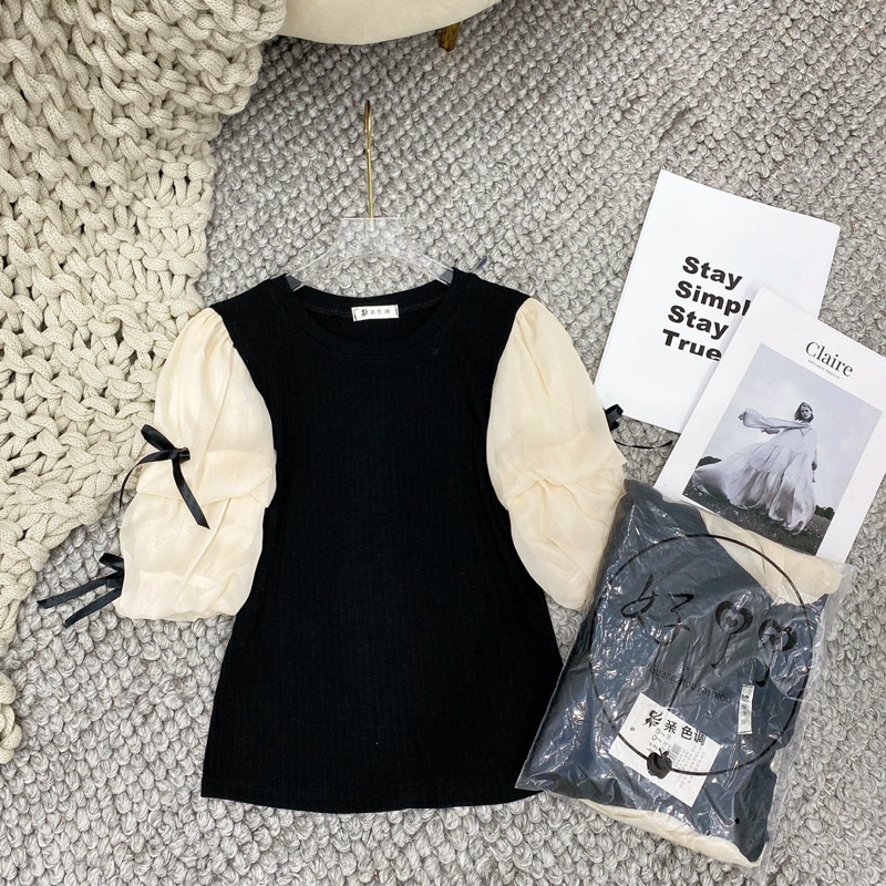 Váy nhung tay phối