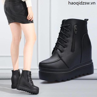  Giày Bốt Cao Gót 12CM Đế Xuồng Cotton Siêu Cao Màu Đen Chống Thấm Nước Thời Trang Thu Đông Cho Nữ 