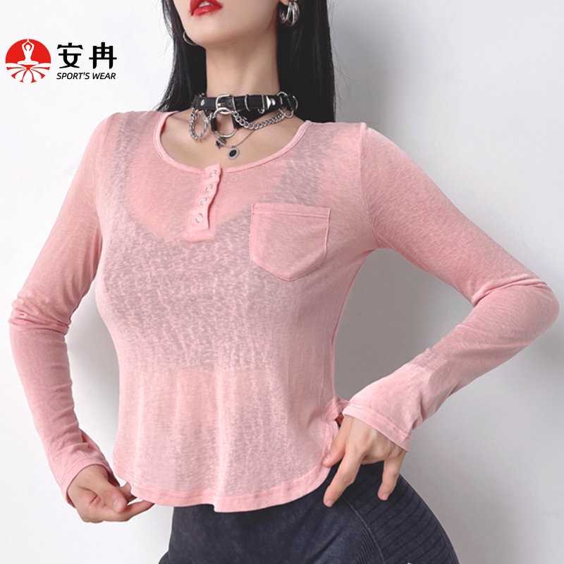 Áo lửng ANRAN phong cách thể thao có túi nhanh khô thời trang dành cho nữ
