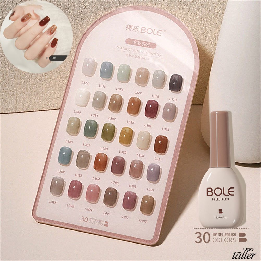 ✧Ready Stcok Bole 30 Màu Sơn Móng Tay Trong Suốt Trà Đá Keo Dán Móng Tay Màu Thạch Băng Caramel Sơn Bóng Led Uv Ngâm Nước Sơn Móng Nghệ Thuật Cao Hơn