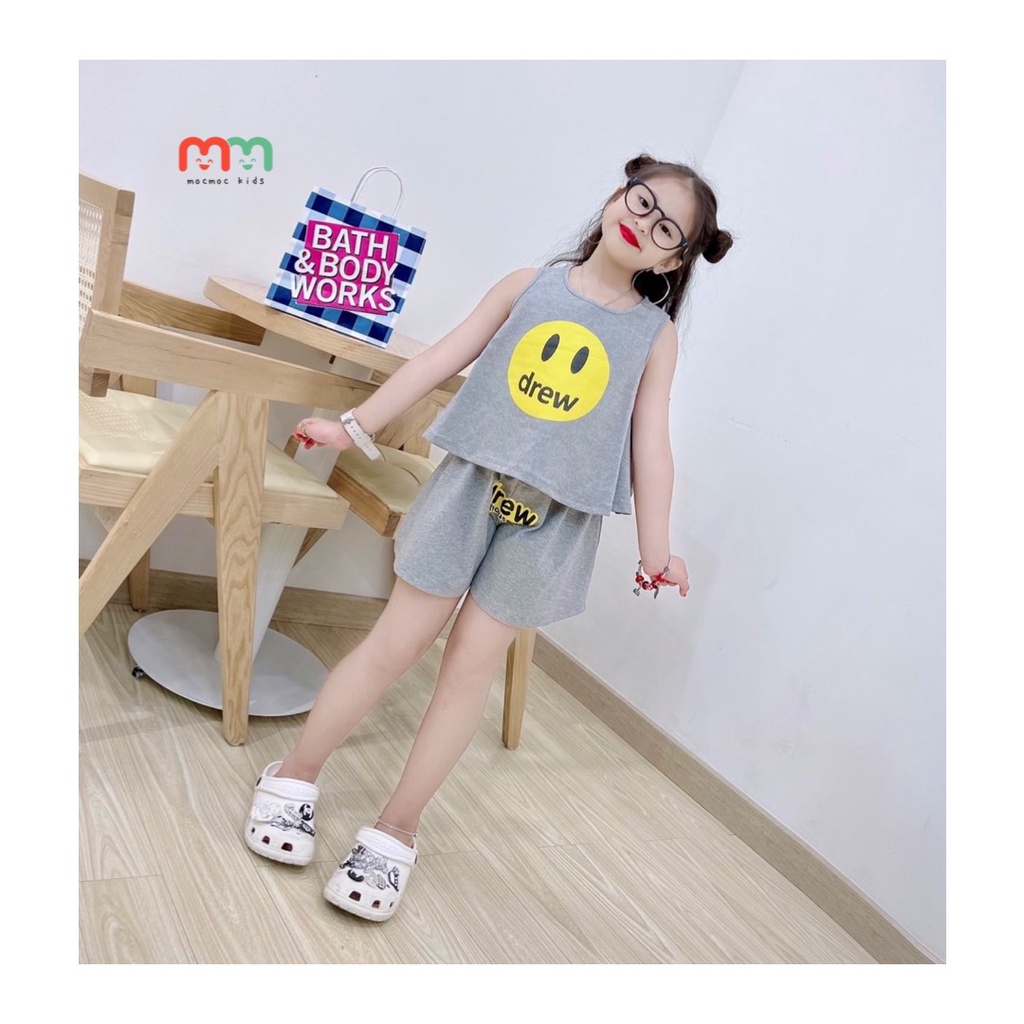 Đồ bộ bé gái dễ thương áo sát nách quần giả váy thun cotton co dãn cho bé 9kg đến 40kg