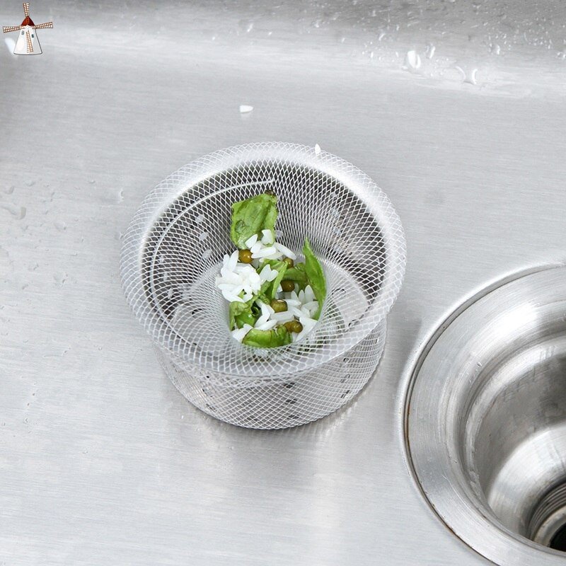 Set 100 Túi Lưới Lọc Rác Chống Tắc Nghẽn Bồn Rửa Chén / Phòng Tắm / Nhà Bếp Dùng Một L