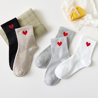 Vớ cổ cao hình trái tim nam nữ, set vớ họa tiết trái tim