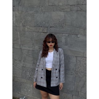 Áo khoác Blazer nữ bigsize hoạ tiết caro BIGSIZE_GIARE Áo blazer dáng menswear phù hợp đi làm, đi chơi