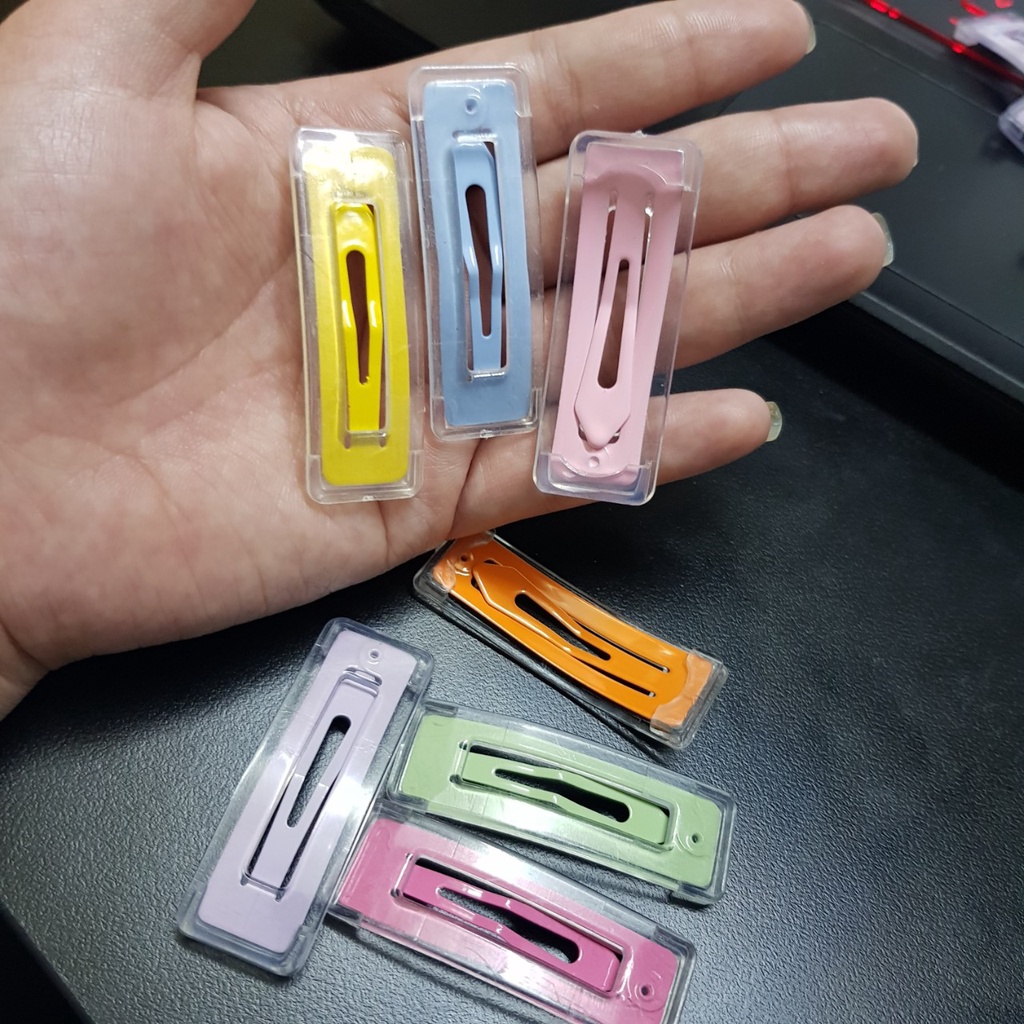Kẹp tóc vuông ulzzang màu trong 5cm