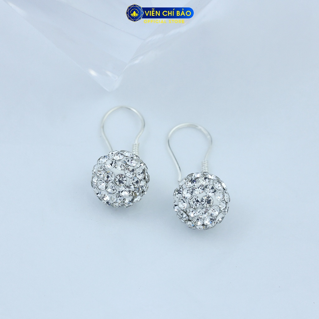 Bông tai bạc nữ Quả cầu đính đá óng ánh chất liệu bạc 925 thời trang phụ kiện trang sức nữ Viễn Chí Bảo B400373B