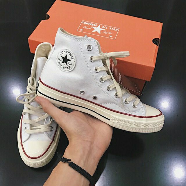 Giày Convers 1970s Trắng Cổ Cao Nam, Nữ - Snesker Convers Cao Cấp Full Box I245 Iggy Sneaker