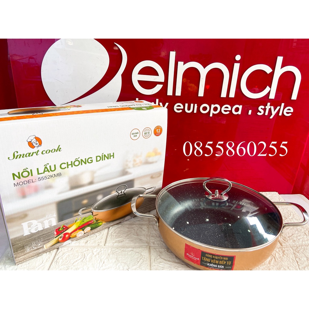 Nồi lẩu chống dính vân đá Smratcook 5552KMB chảo xào