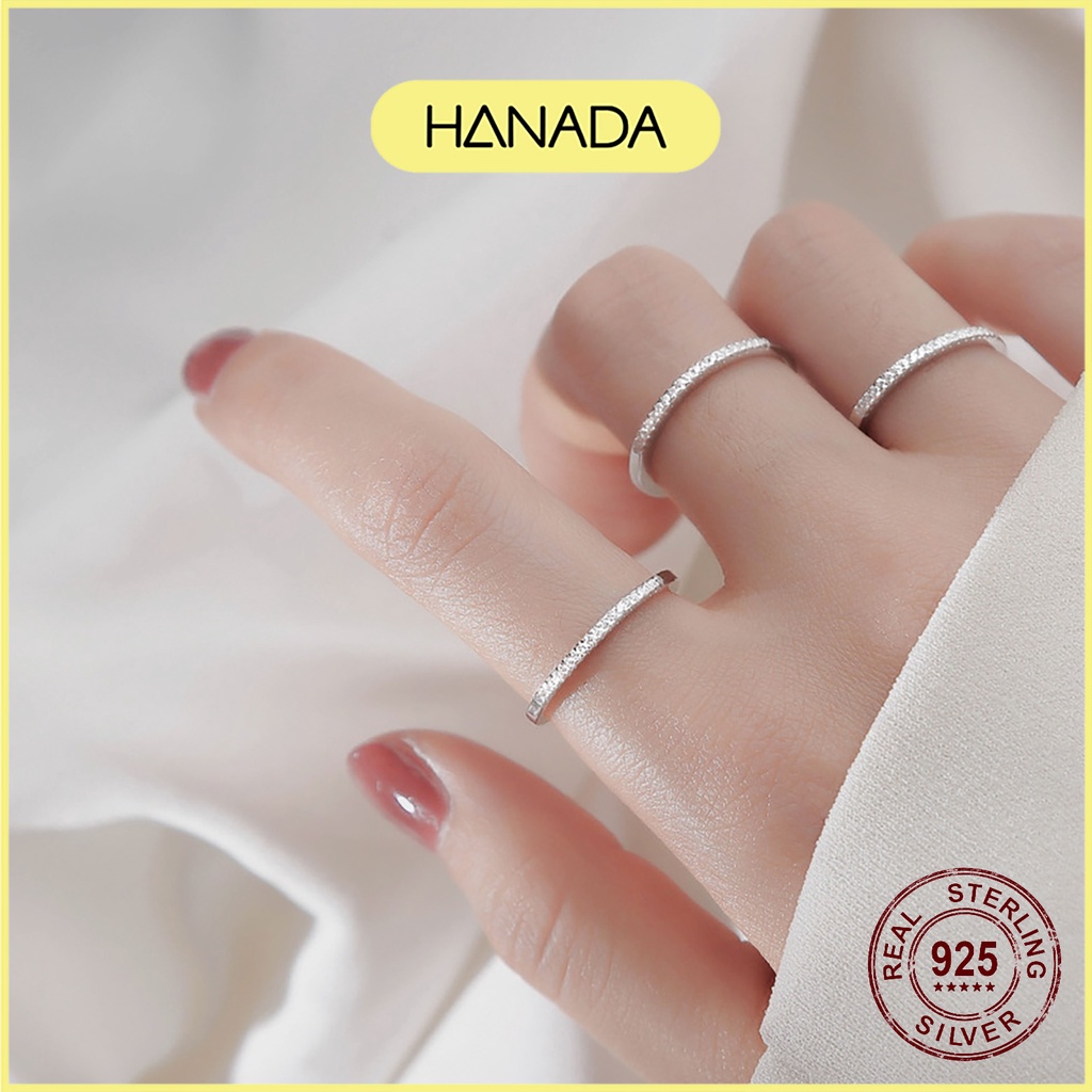 Nhẫn Nữ Bạc 925 Nữa Vòng Đá Đá Lấp Lánh Đơn Giản Hanada 0731 L11