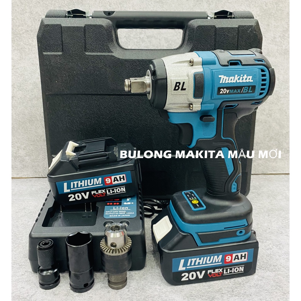 Máy siết bulong dùng pin không chổi than Makitta 550NM - Tặng kèm 01 đầu chuyển bulong sang khoan + 01 đầu chuyển vít