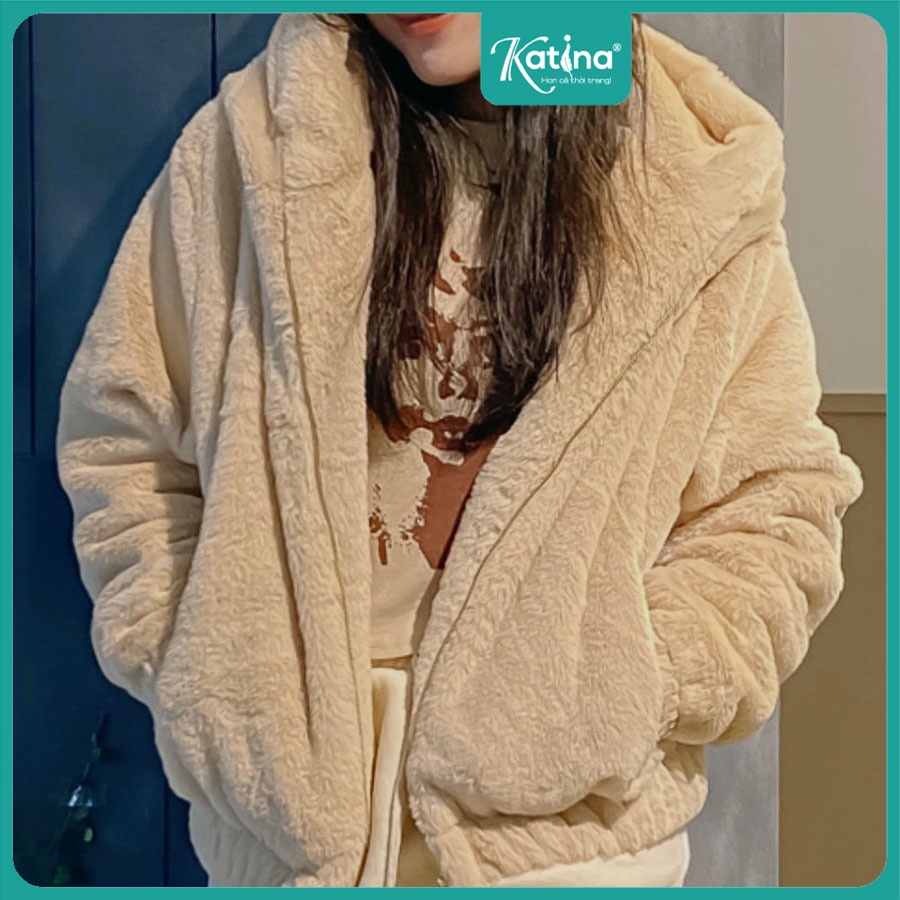 Áo Khoác lông thỏ ĐẠI HÀN cực dày, 2 lớp siêu ấm - ÁP VOUCHER để nhận ưu đãi nhà KATINA nhé!