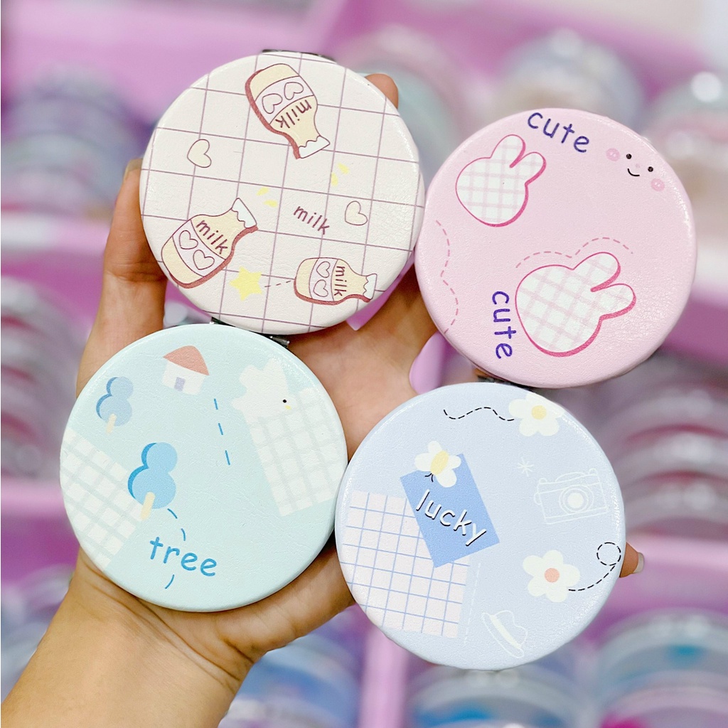 Gương gập mini bỏ túi, Gương gấp gọn 2 mặt siêu cute cho bạn nữ