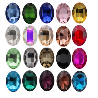 Set 10 viên đá khối hình oval chân bạc đính móng