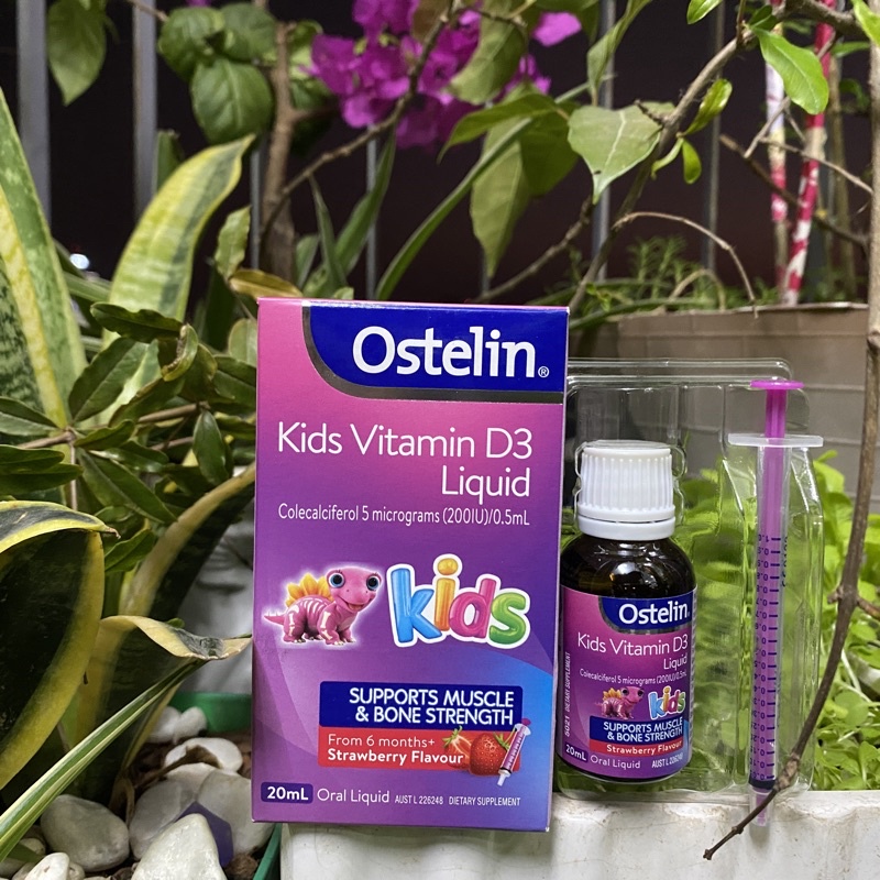 Ostelin Kids Vitamin D3 Liquid 20ml vitamin D3 tăng cường miễn dịch phát triển hệ xương cho trẻ trên 6 tháng