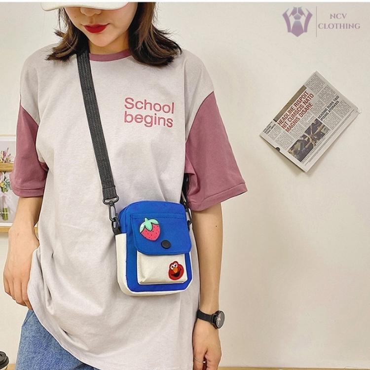 Túi Cho Bé Gái Đeo Chéo Mini Dễ Thương Vải Canvas Siêu Nhẹ, Túi Bé Gái Cute Đeo Vai D11