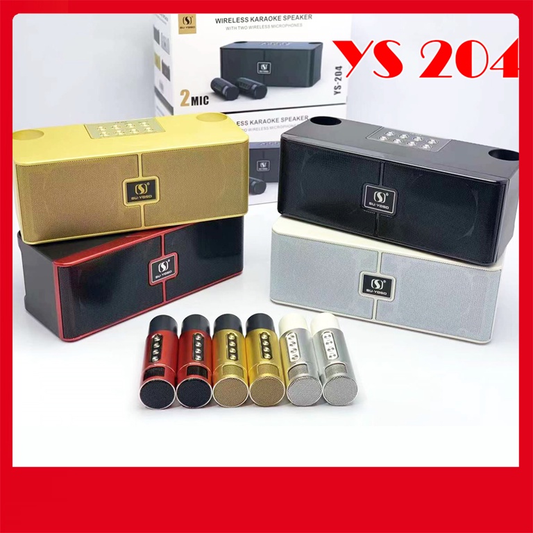 Loa bluetooth karaoke di động SU YOSD YS 204 kèm 2 micro không dây chính hãng, âm thanh siêu hay, hát mọi lúc mọi nơi