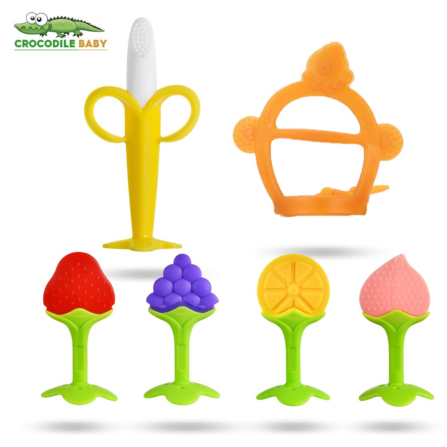 Đồ chơi gặm răng nướu silicone thiết kế nhiều mẫu tùy chọn hoạt hình đáng yêu dành cho trẻ em