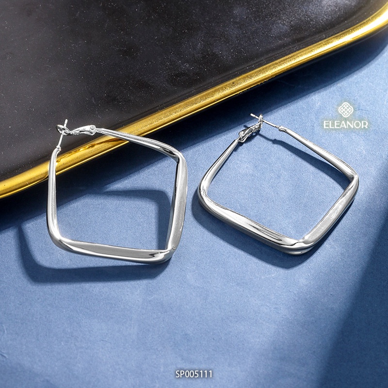 Bông tai nữ chuôi bạc 925 Eleanor Accessories thiết kế hình thoi viền trơn basic phụ kiện trang sức 5111