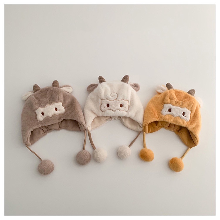 Mũ Len Trùm Tai Chống Gió Giữ Ấm Kiểu Hoạt Hình Dễ Thương Phong Cách Hàn Quốc Cho Bé