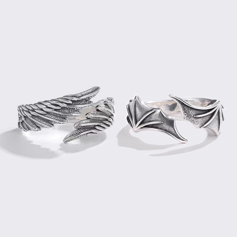 Nhẫn Hở Họa Tiết Đôi Cánh Thiên Thần Và Ác Quỷ Phong Cách Retro JP5