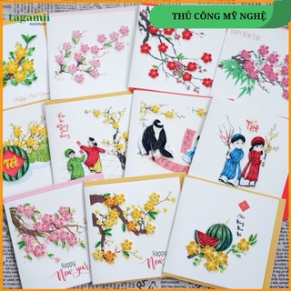 Thiệp Quilling Giấy Xoắn, Thiệp Chúc Mừng Mới, Thiệp Tết Nguyên Đán, Handmade Thiệp Doanh Nghiệp 15cm x 15cm