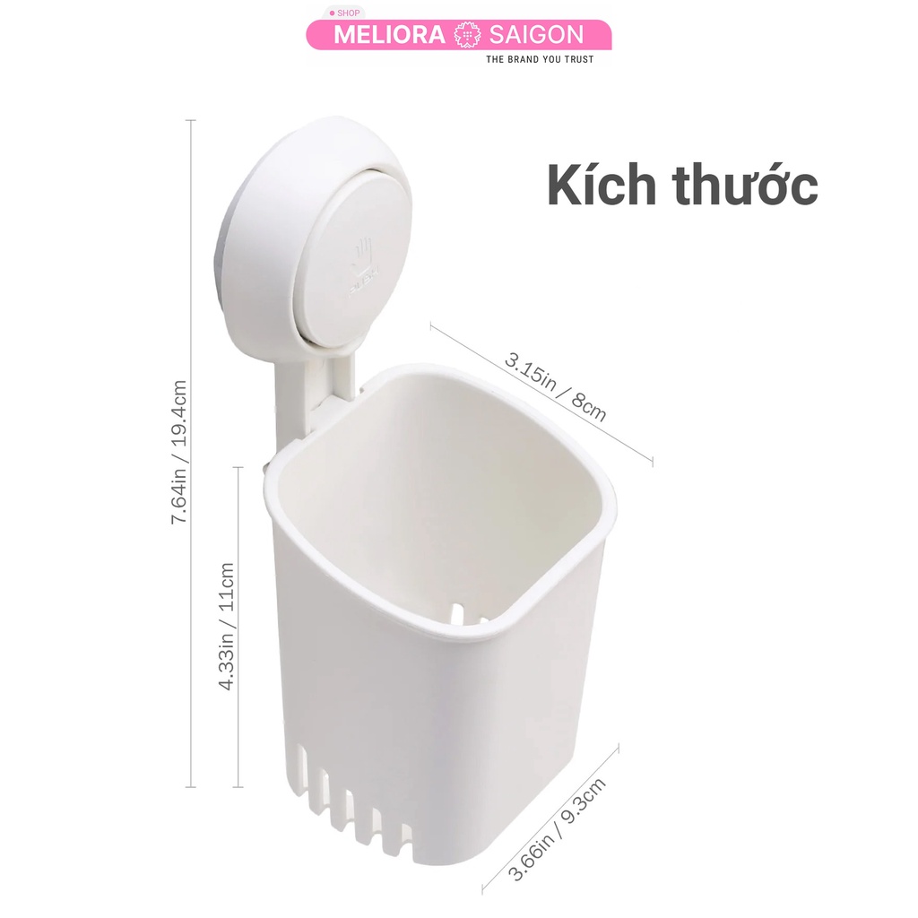 Kệ đựng bàn chải đánh răng cao cấp MELIORA không khoan tường tải treo 5kg chống nước tái sử dụng hút chân không SG562