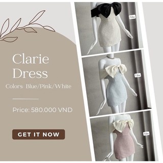 Đầm tweed nơ lụa trễ vai Clarie Dress