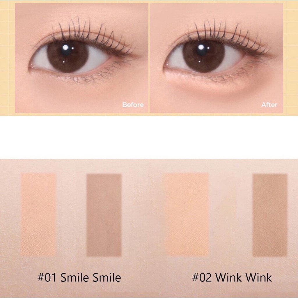 Bút Kẻ Bọng Mắt 2 Đầu Lilybyred Smiley Aegyosal Eyeliner kẻ viền môi, che khuyết điểm khóe môi, tô viền lông mày 01- 02