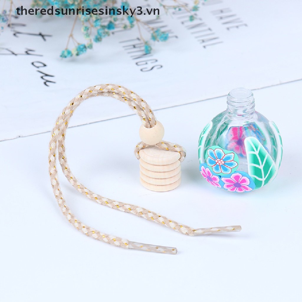 1 Lọ Thủy Tinh Rỗng Đựng Hoa / Nước Hoa Treo Xe Hơi / Nhà Cửa Nhiều Màu Sắc Có Móc Khóa