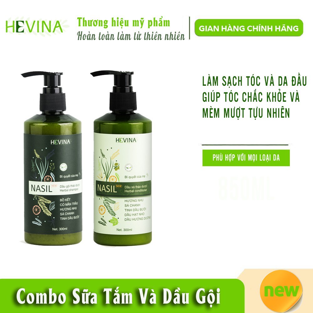 Combo Dầu Gội Xả Bồ Kết Hương Nhu Nasil HEVINA 300ml