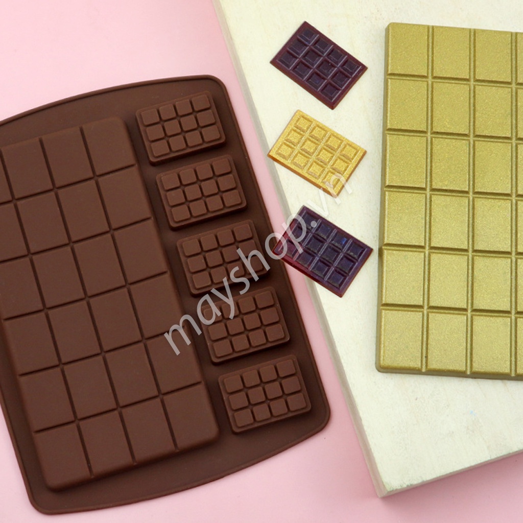 Khuôn silicone 6 miếng socola dày chia ô