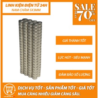 Nam châm viên 5x3mm, nam châm đất hiếm lực hút siêu mạnh.