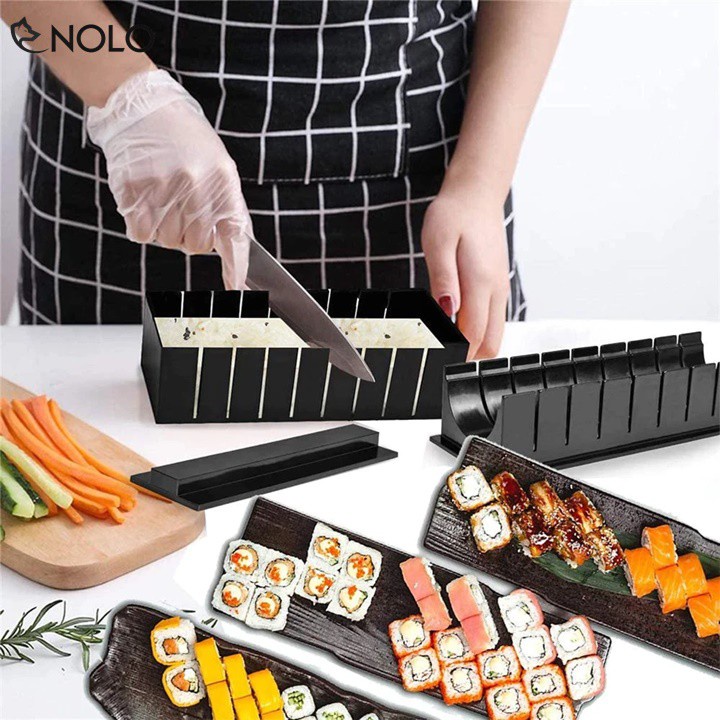 Bộ Dụng Cụ Khuôn Làm Sushi Cơm Cuộn Kimbap 10 Món Chất Liệu Nhựa PP Thực Phẩm An Toàn Sức Khỏe