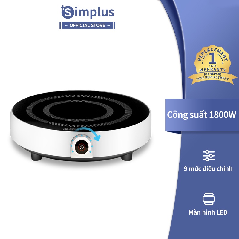 Bếp từ đơn Simplus 1800W gia dụng đa năng, tiết kiệm không gian - Hàng chính hãng