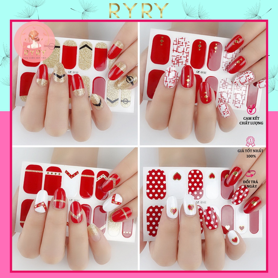 Set 14 Miếng Dán Móng Tay 3d Trang Trí  Xinh Xắn Cho Nữ - Mẫu Hot