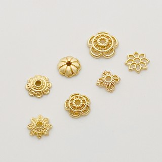  █diy ゚14k●Bộ 10   10   10 Món Chất Lượng Cao°Giá Đỡ Xỏ Hạt Cườm Mạ Vàng 14k Hình Bông Hoa Dùng Làm Trang Sức diy 