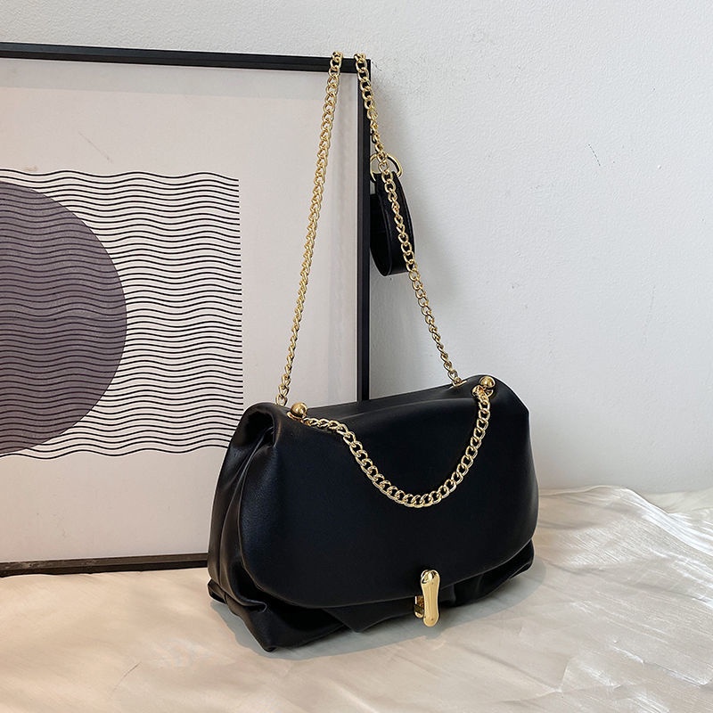 Túi Đeo Vai Hình Vuông Cỡ Nhỏ Thiết Kế Xếp Ly Phong Cách Retro Thời Trang Cao Cấp Cho Nữ