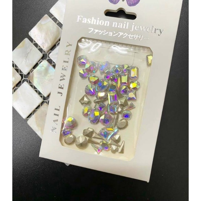 Đá khối nail chân bằng mix 100 viên trang trí móng