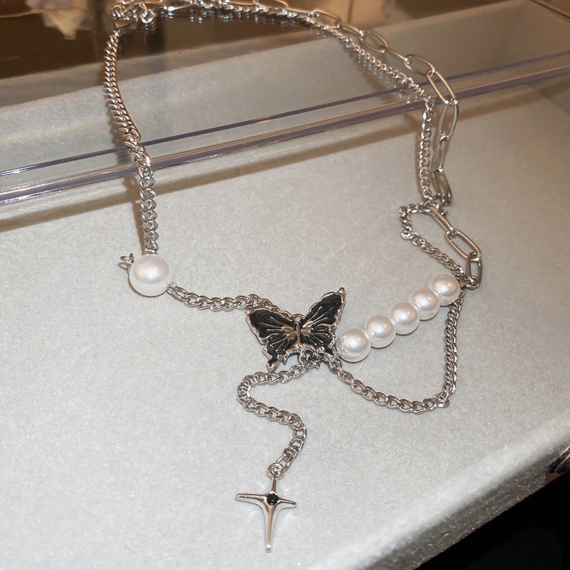 Vòng cổ Hình Bướm Đính Ngọc Trai Thời Trang Cho Nữ