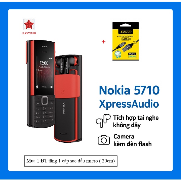 Điện thoại Nokia 5710 4G - Tích hợp tai nghe không dây- Tặng kèm dây sạc genshai_GM202 ( 20cm)