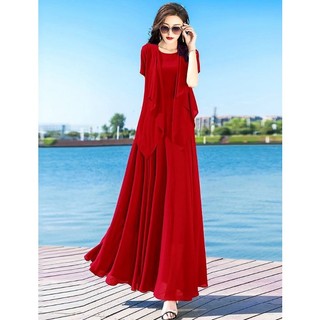 SET MAXI ĐẦM XÒE + ÁO CHOÀNG 2098
