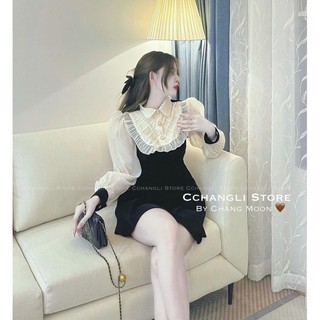 Bigsize Đầm nhung cổ bèo tiểu thư 55-95kg