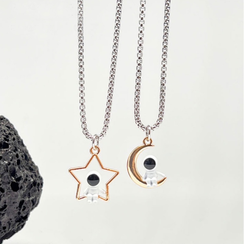 Vòng cổ Hợp Kim Mặt Hình Phi Hành Gia / Mặt Trăng Ngôi Sao 3D Đơn Giản Thời Trang Hip hop Cho Cặp Đôi