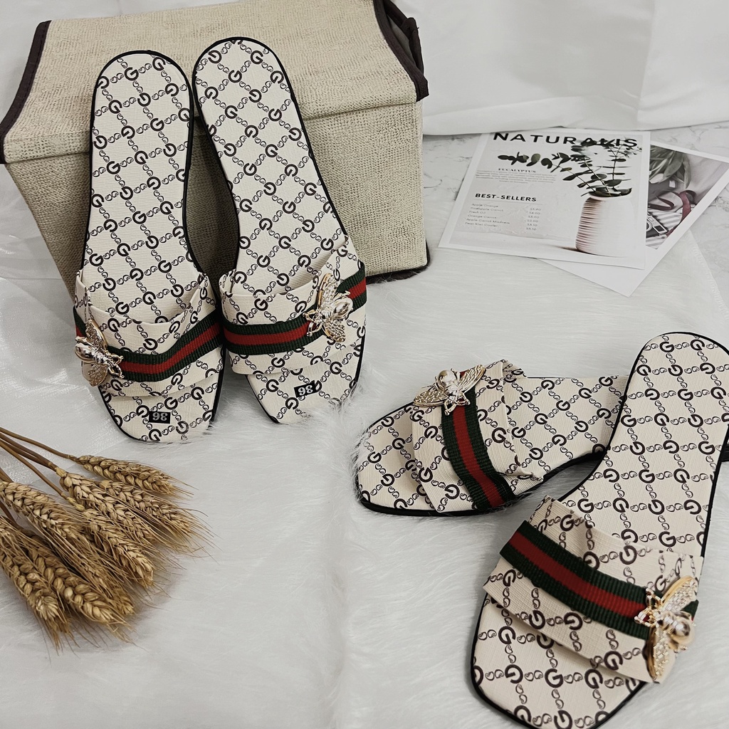 Dép lê Nữ quai Ngang Guci Ong Hàng đẹp, đủ size Ảnh thật Y hình Shop miqu.buotique