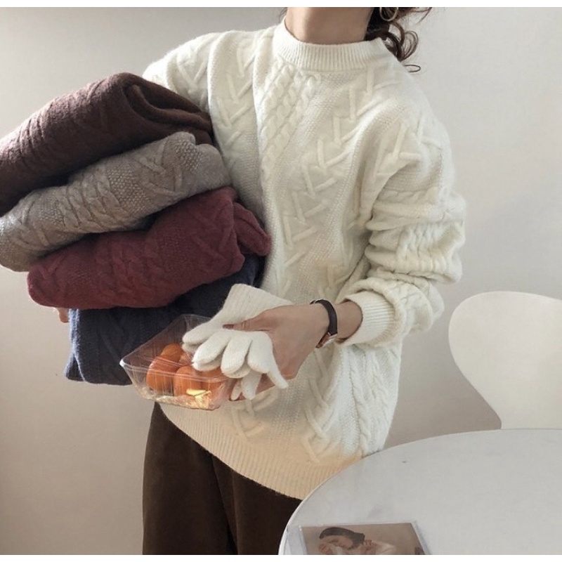 Pass áo len màu nâu ghi