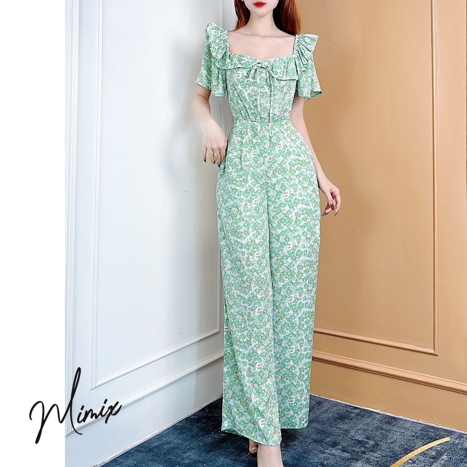 Jumpsuit hoa tay cánh tiên có nơ kèm bèo hoa MIMIX BW1190