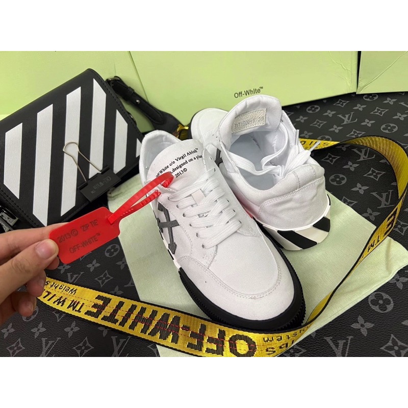 ⚡️[Mirror Quality] Ảnh Thật!! Sneakers OFF WHITE New Tông Màu Trắng Sọc Kẻ Kèm Thêu Logo - Hàng Loại Full 1 Full Box