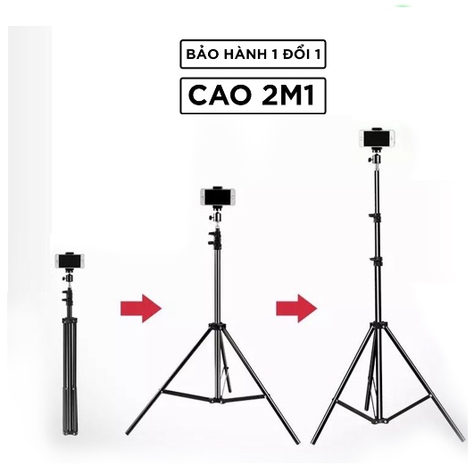 Giá Đỡ Điện Thoại Chụp Ảnh, Quay Video, Chân Máy Tripod Cây Livestream Có Kẹp Chắc Chắn