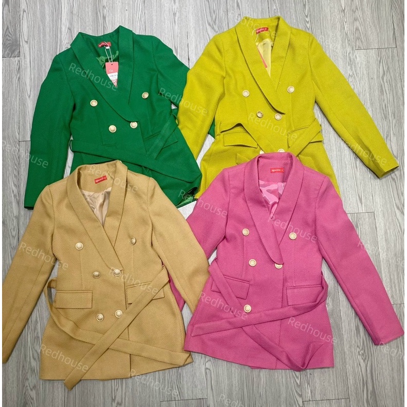 Áo blazer xốp kèm đai