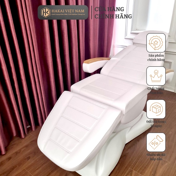 Giường tiêm filler chỉnh điện chính hãng Hakai Việt Nam Dòng cao cấp Có logo dập chim trên da cam kết chất lượng